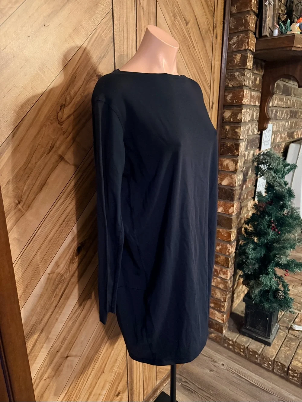 ⁠Lululemon Womens Black Back In Action Long Sleeve Mini Dress Tunic Dress⁠